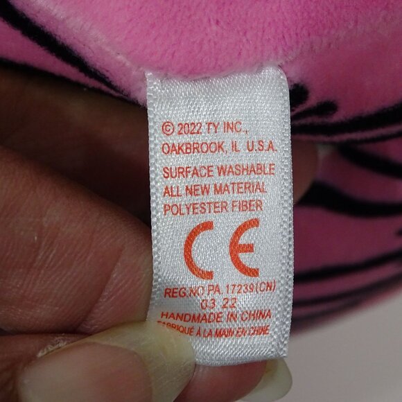Ty Squishy Beanies Zoey Zebra Pink Black Plush Stuffed Animal 2022 Collectible - Picture 6 of 10